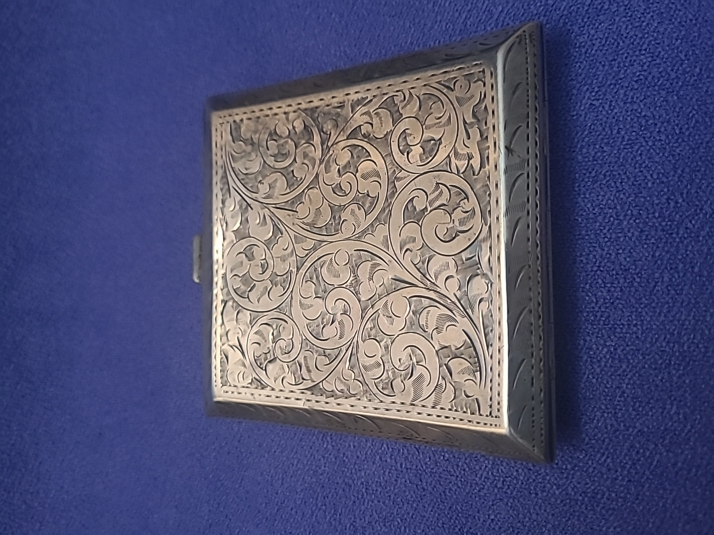 Antique Sterling Silver Engraved Cigarette Case Birmingham 1926 J L 110g