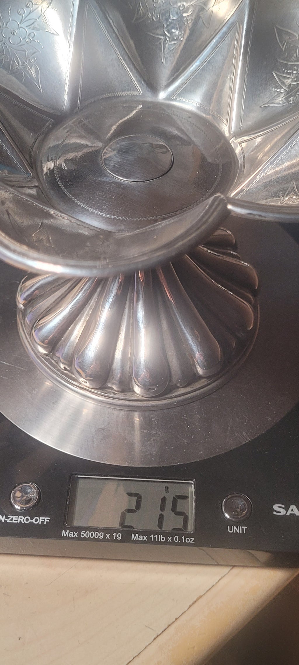 Antique Austro Hungarian Sterling Silver Gothic Compote Vienna c1870 215g