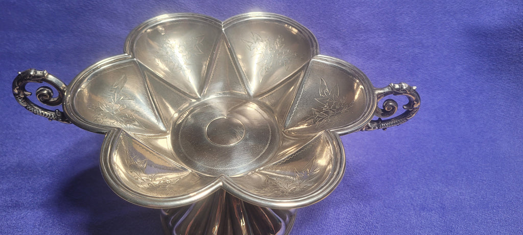 Antique Austro Hungarian Sterling Silver Gothic Compote Vienna c1870 215g