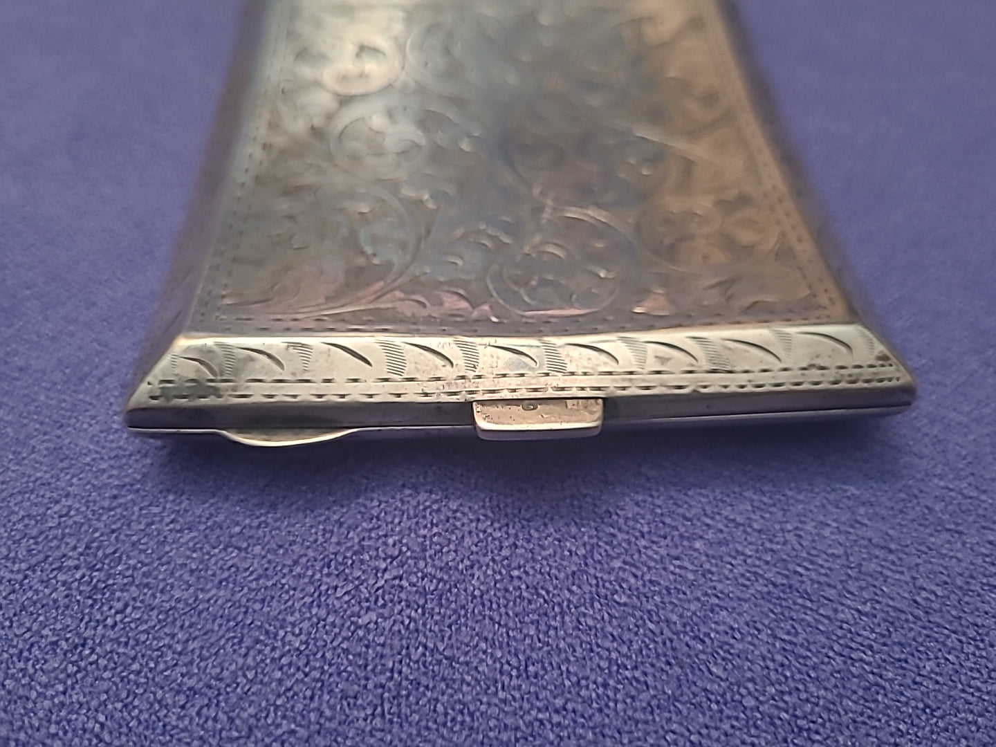 Antique Sterling Silver Engraved Cigarette Case Birmingham 1926 J L 110g