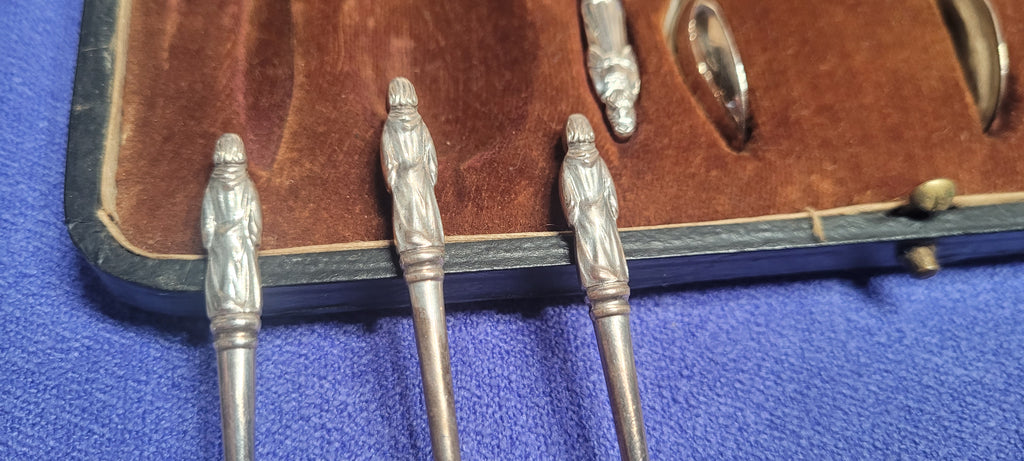 Antique Cased Solid Silver Spoon & Tong Set Walker & Hall 1923 98g