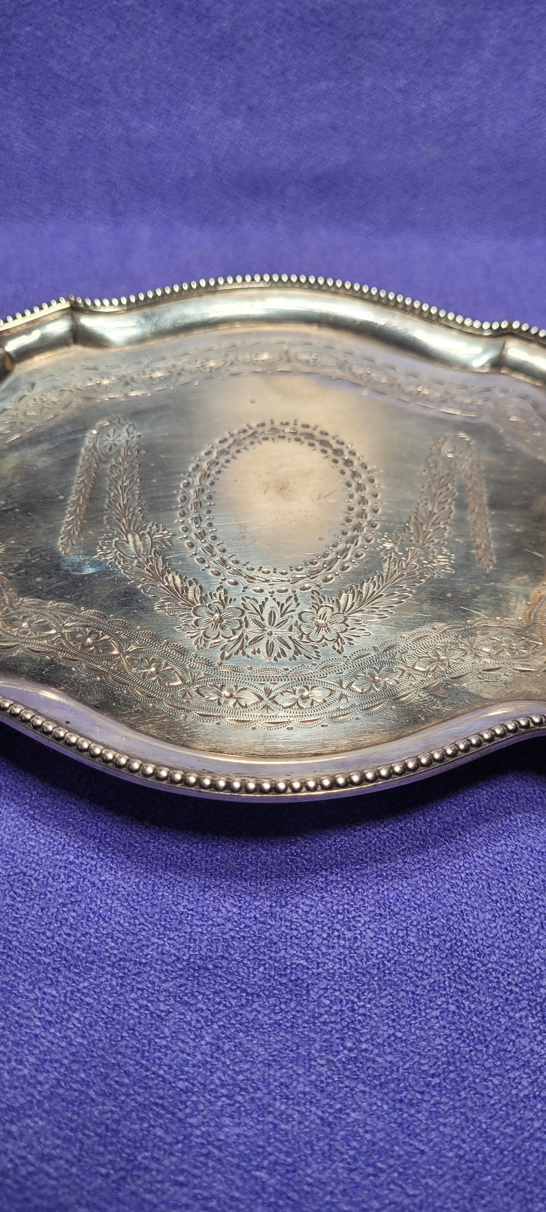 Antique Sterling Silver Footed Tray 212g London 1874 Robert Harper