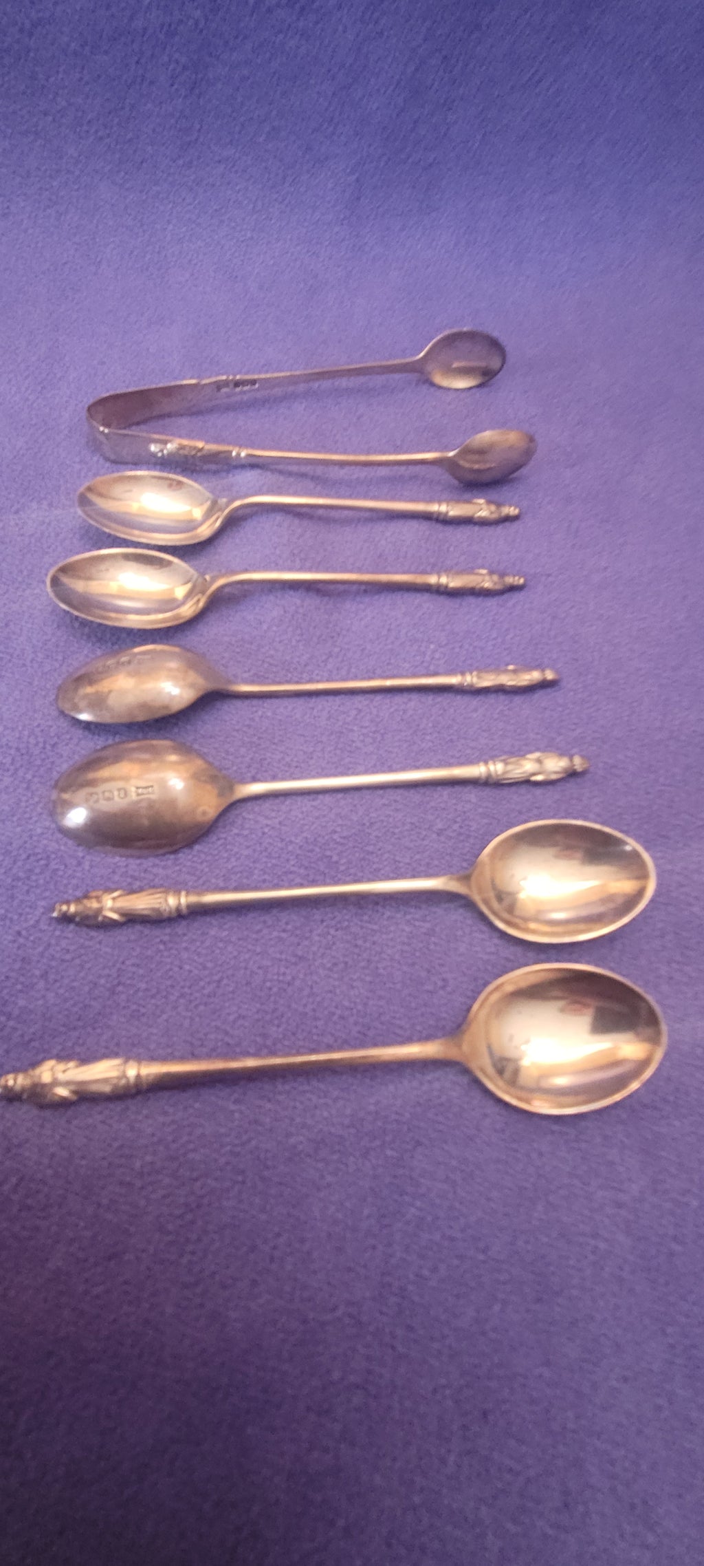Antique Cased Solid Silver Spoon & Tong Set Walker & Hall 1923 98g