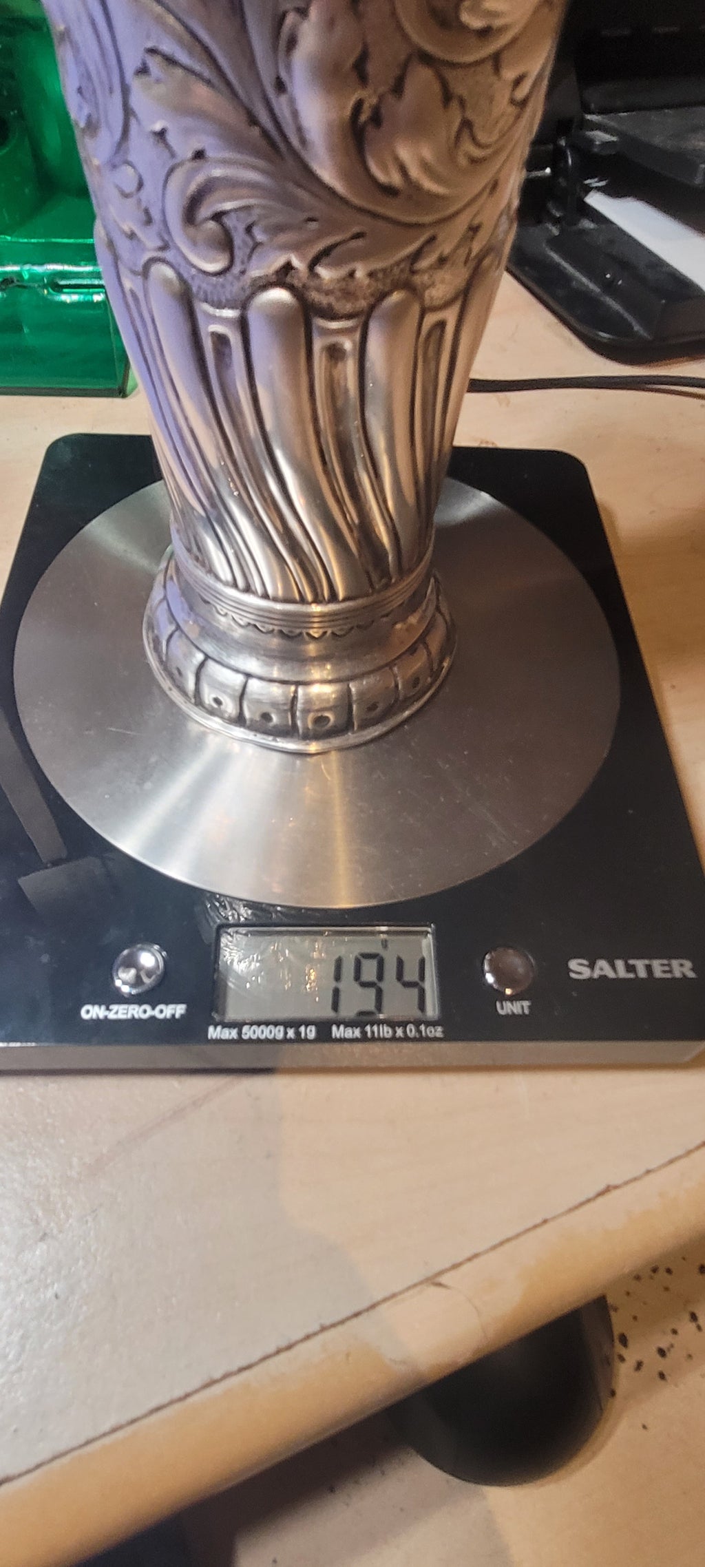 Victorian Sterling Silver Repousse Vase, 1888,Francis Boone Thomas, 193g ,London